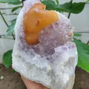 Yellow Fluorite on Amethyst with Quartz natural - image 7