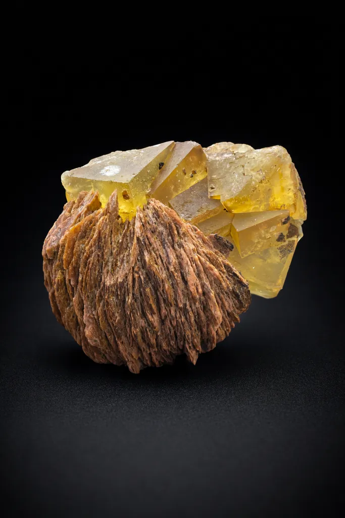 Yellow Fluorite with Barite – Midelt Province, Morocco Natural Bicolor Crystal image