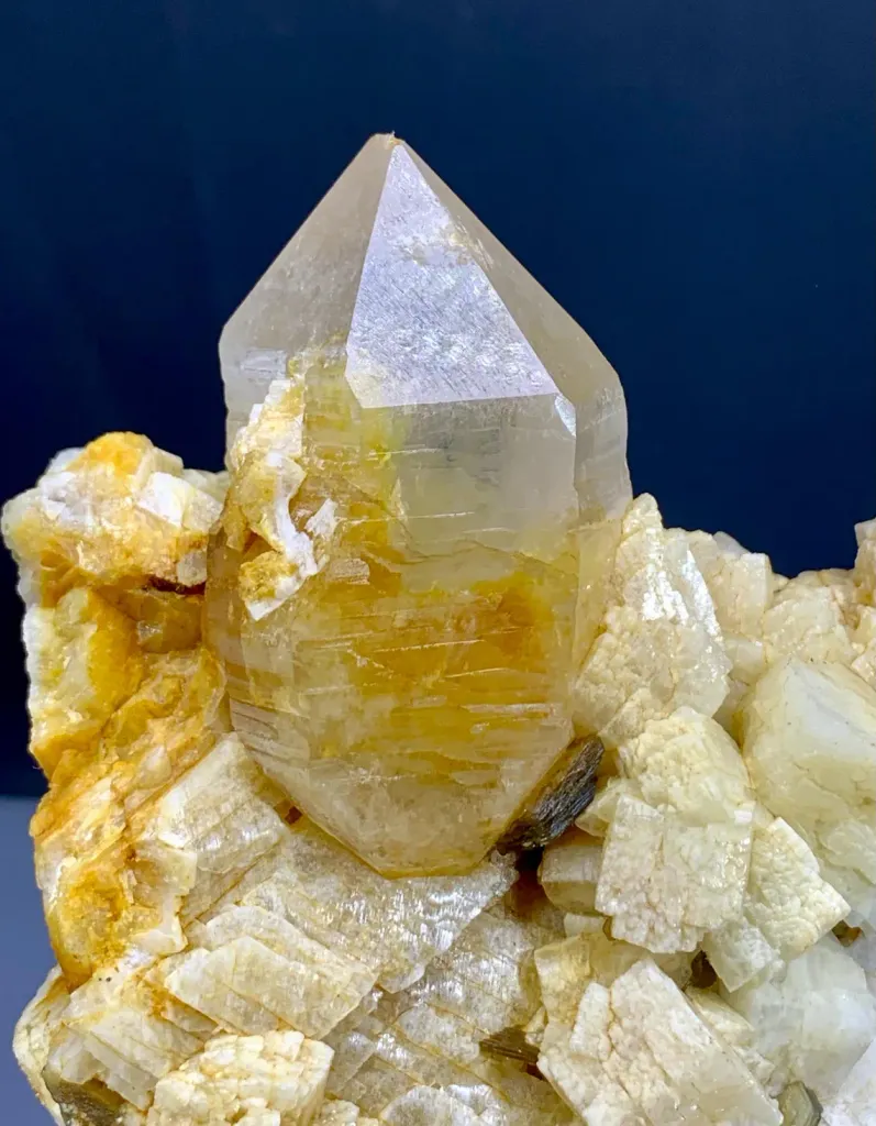 Yellow Lemurian Quartz on Feldspar from Pakistan - image 3
