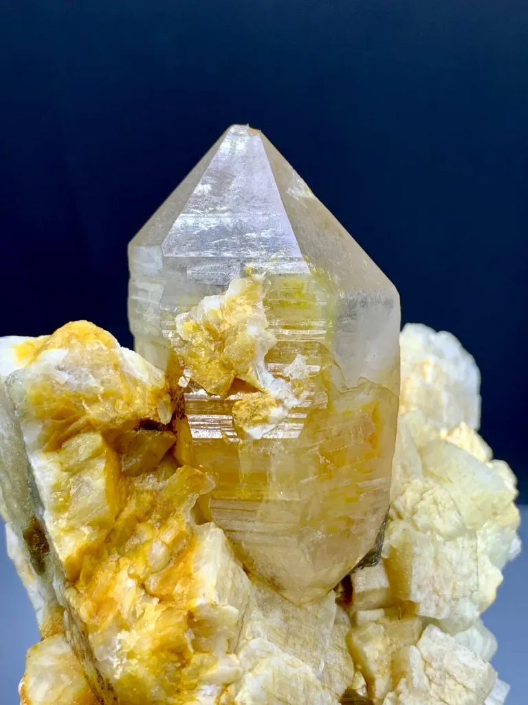 Yellow Lemurian Quartz on Feldspar from Pakistan - image 4