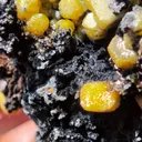 Yellow Vanadinite on Goethite from Taouz, Morocco. Aesthetic rarity specimen - image 8