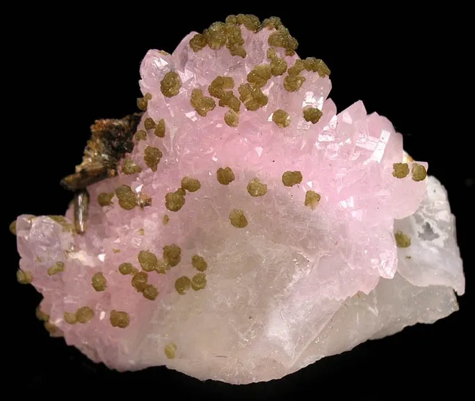 Zanazziite, Eosphorite, Quartz (Var: Rose Quartz) image