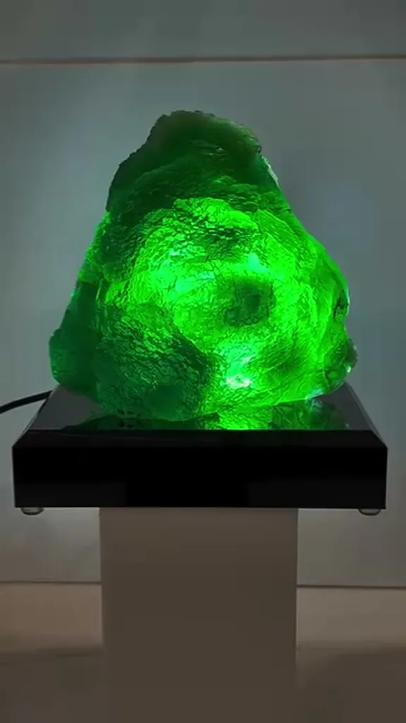 Zhejiang Stepped Green Fluorite w custom light base image
