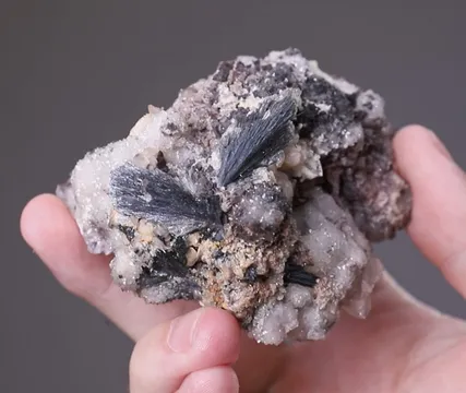 Zinkenite with Calcite and Quartz