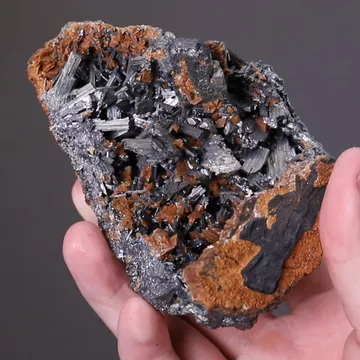 Zinkenite with Chalcostibite and Siderite