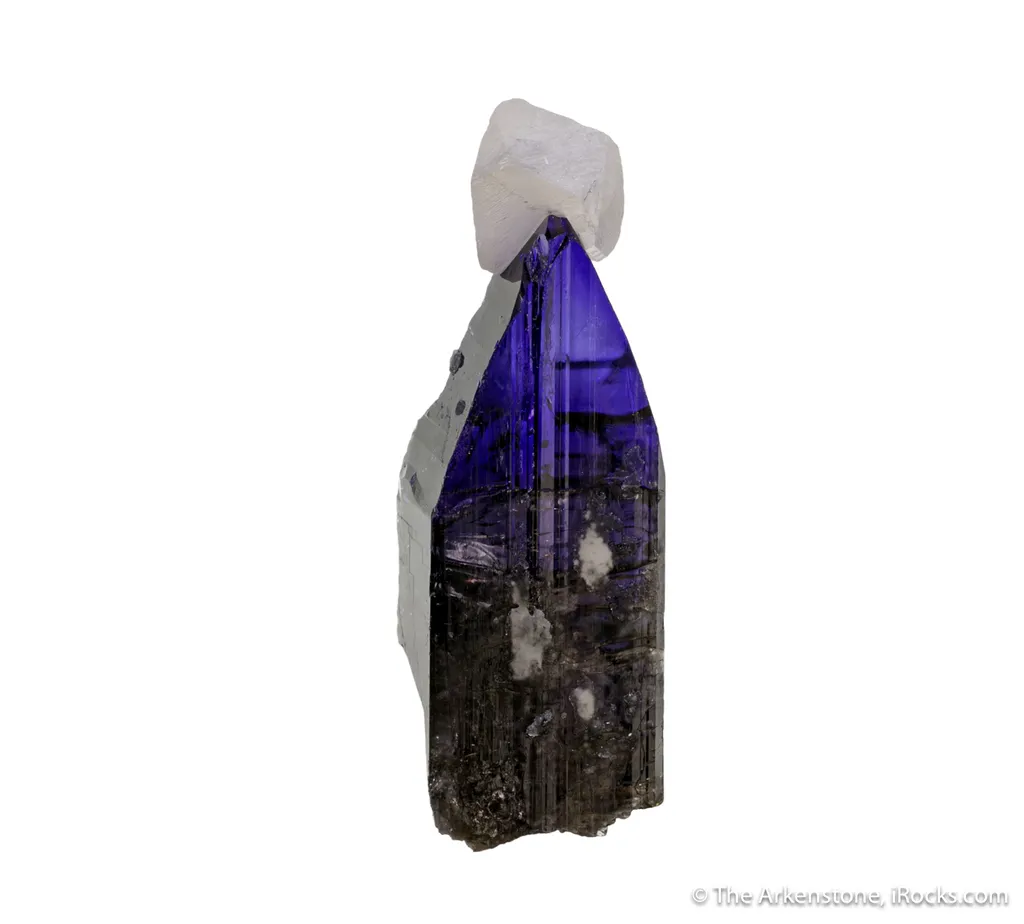 Zoisite var. Tanzanite with Calcite image